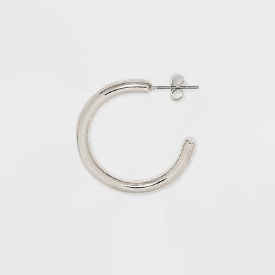  Tubular Hoop Earring Set 3pc - Wild Fable™ Silver: Nickel-Free Jewelry For Teens And Adults, Post Closure