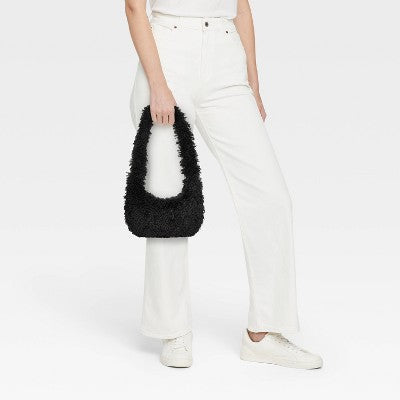  Slouchy Faux Fur Hobo Shoulder Handbag - Wild Fable™