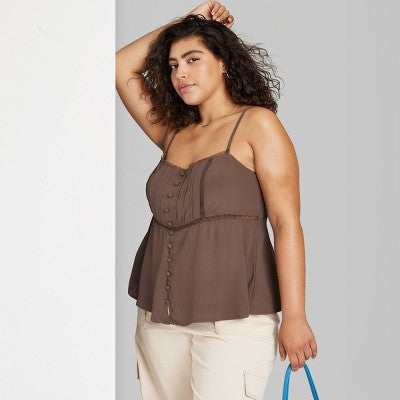  Women's Lace Trim Babydoll Cami - Wild Fable™