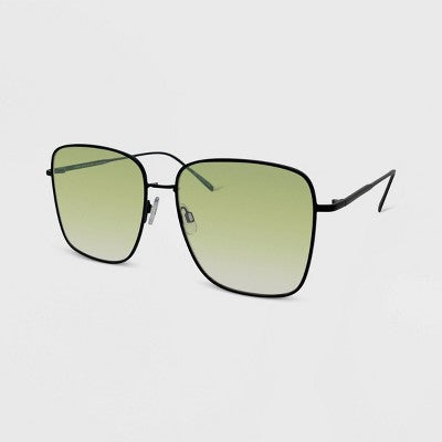  Women's Solid Metal Oversized Square Sunglasses - Wild Fable™ Black