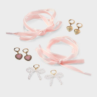  Bows And Hearts Shoelace And Shoe Charm Set - Wild Fable™ Gold