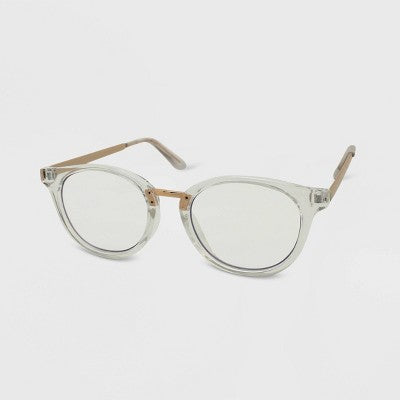  Women's Crystal Round Blue Light Filtering Glasses - Wild Fable™ Clear