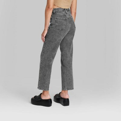  Women's Super-High Rise Straight Jeans - Wild Fable™ Black Wash