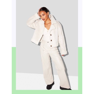  Women's High-Rise Straight Leg Faux Leather Cargo Pants - Wild Fable™
