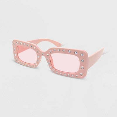  Chunky Square Rhinestone Sunglasses - Wild Fable™ Pink