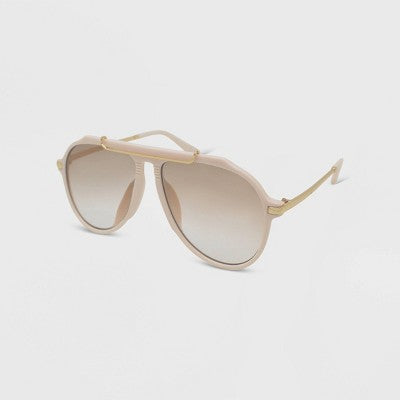  Women's Solid Plastic Metal Aviator Combo Sunglasses - Wild Fable™ Beige Nude