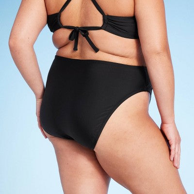  Women's Cheeky High Waist High Leg Bikini Bottom - Wild Fable™ Black