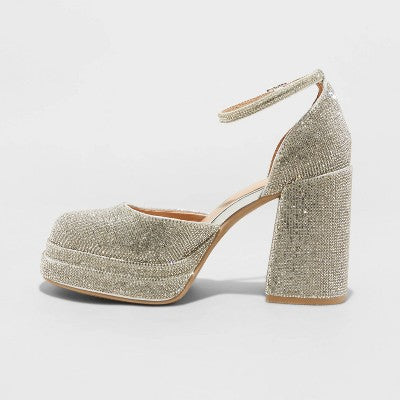  Women's Bianca Rhinestone Platform Pumps - Wild Fable™ Silver