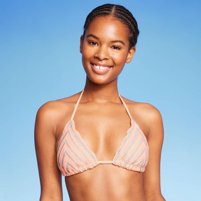 Women's Crochet Triangle Bikini Top - Wild Fable™ Peach