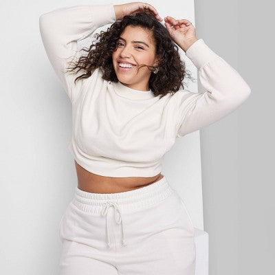  Women's Cropped Crewneck Pullover Sweatshirt - Wild Fable™