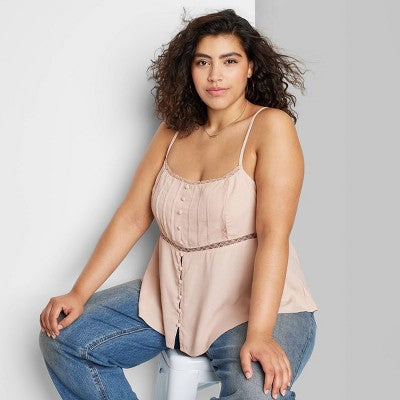 Women's Lace Trim Babydoll Cami - Wild Fable™