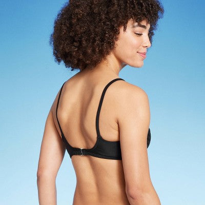  Women's Crochet Tie-Front Bralette Bikini Top - Wild Fable™