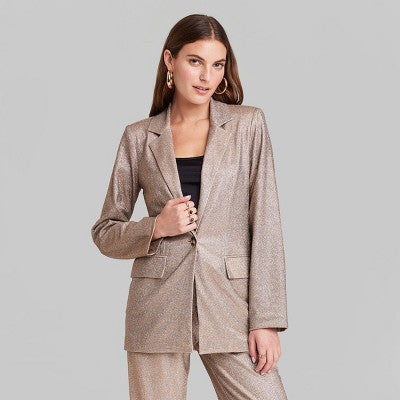  Women's Oversized Glitter Blazer - Wild Fable™ Copper