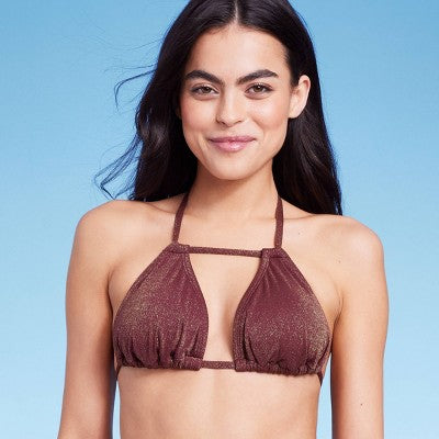  Women's Side-Tie High Leg Extra Cheeky Bikini Bottom - Wild Fable™ Brown