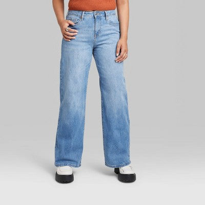  Women's Super-High Rise Wide Leg Baggy Jeans - Wild Fable™ Blue Wash 