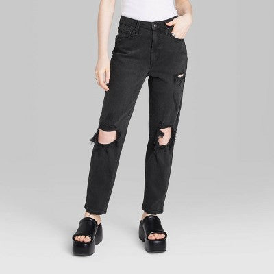  Women's Super-High Rise Tapered Jeans - Wild Fable™ Black Denim