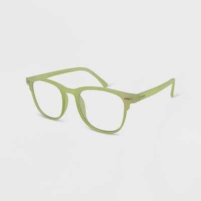  Women's Milky Plastic Square Blue Light Filtering Glasses - Wild Fable™ Green