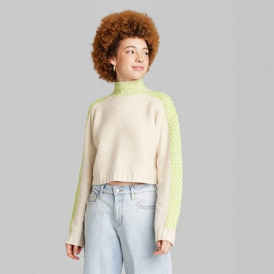 Women's Mock Turtleneck Boxy Pullover Sweater - Wild Fable™