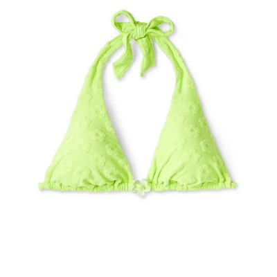  Women's Daisy Textured Ring Front Triangle Bikini Top - Wild Fable™ Green