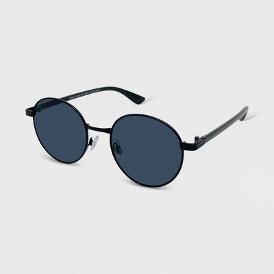  Metal Plastic Combo Round Sunglasses - Wild Fable™ Black