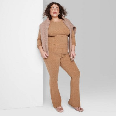  Women's Ribbed Flare Leggings - Wild Fable™