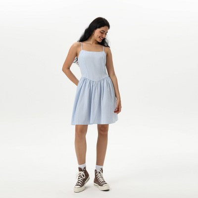  Women's Backless Mini Dress - Wild Fable™ Blue Gingham