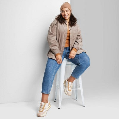  Women's Oversized Button-Down Corduroy Shirt - Wild Fable™