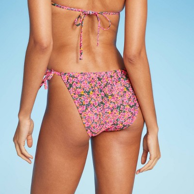  Women's Side-Tie Cheeky Bikini Bottom - Wild Fable™ Pink Floral Print