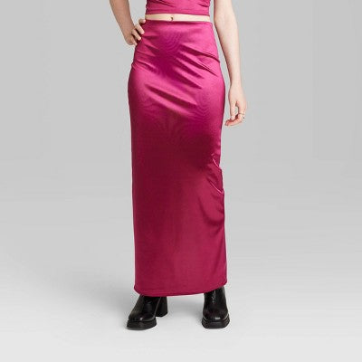  Women's High-Rise Shine Knit Maxi Skirt - Wild Fable™