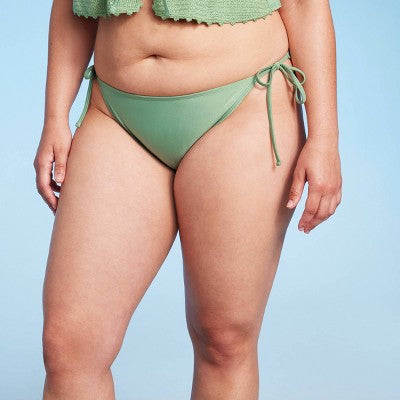  Women's Side-Tie Medium Coverage Bikini Bottom - Wild Fable™ Soft Green
