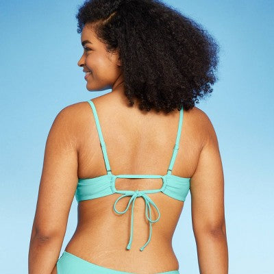  Women's Ruched Drawstring Front Bralette Bikini Top - Wild Fable™