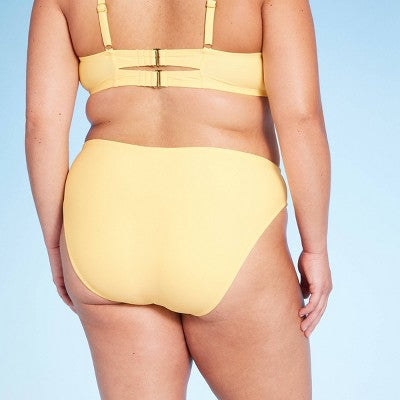  Women's Side-Tie Mid-Rise Cheeky High Leg Bikini Bottom - Wild Fable™ Yellow