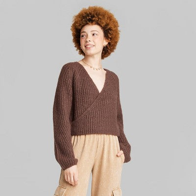  Women's Chunky Knit Wrap Sweater - Wild Fable™