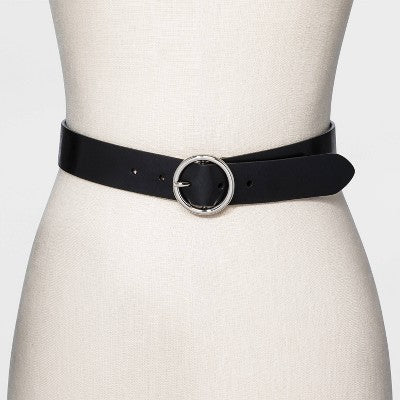  Women's Round Buckle Belt - Wild Fable™ Black