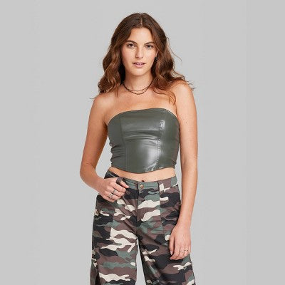  Women's Faux Leather Tube Top - Wild Fable™
