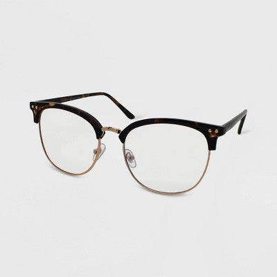  Women's Oversized Tortoise Print Square Blue Light Filtering Glasses - Wild Fable™ Brown
