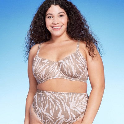  Women's Ribbed Underwire Bralette Bikini Top - Wild Fable™