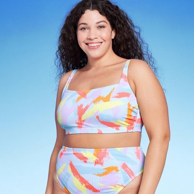  Women's Ribbed Square Neck Bralette Bikini Top - Wild Fable™