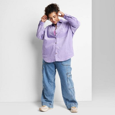 Women's Oversized Button-Down Corduroy Shirt - Wild Fable™
