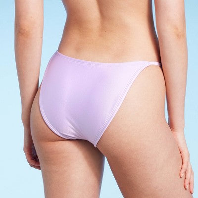  Women's Side Tab High Leg Cheeky Bikini Bottom - Wild Fable™ Shiny Light Purple