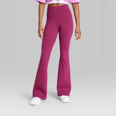  Women's High-Waisted Slim Fit Flare Leggings - Wild Fable™ Burgundy