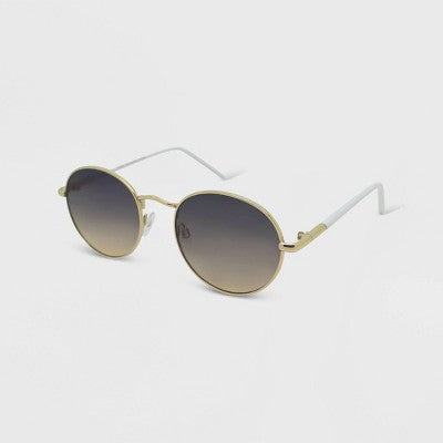  Women's Plastic Metal Combo Round Sunglasses - Wild Fable™ Gold/White
