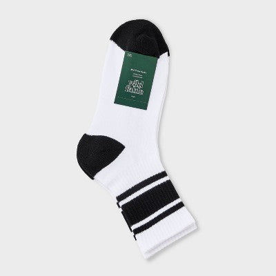  Women's Game Day Varsity Stripe Ribbed Cushioned Mid Crew Socks - Wild Fable™