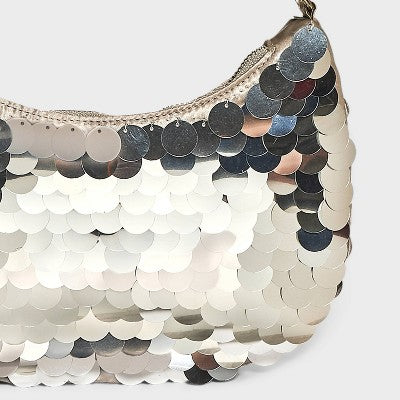  Slouchy Sequin Hobo Shoulder Handbag - Wild Fable™ Silver