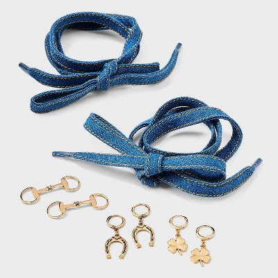  Denim Shoelace And Shoe Charm Set - Wild Fable™ Gold