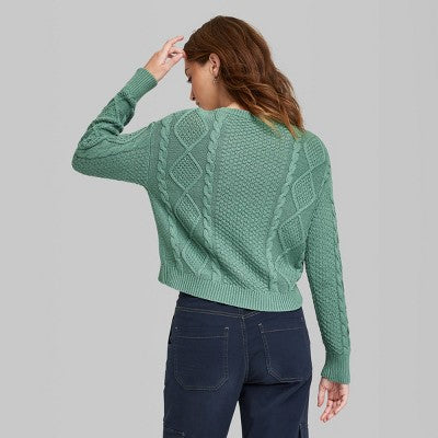  Women's Cropped Cable Pullover - Wild Fable™