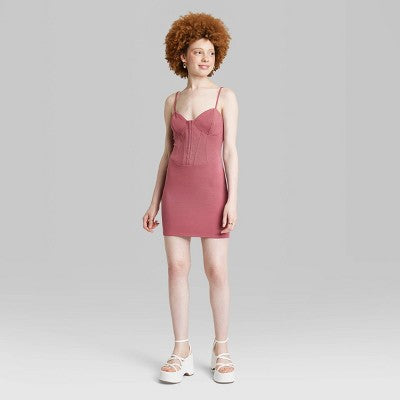  Women's Sleeveless Corset Mini Knit Bodycon Dress - Wild Fable™
