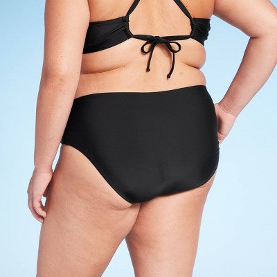  Women's Mid-Rise Cheeky Bikini Bottom - Wild Fable™ Black